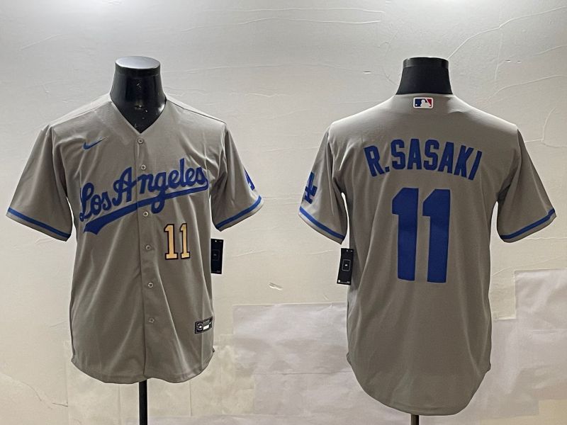 Men Los Angeles Dodgers 11 R.Sasaki Grey Game 2025 Nike MLB Jersey style 5